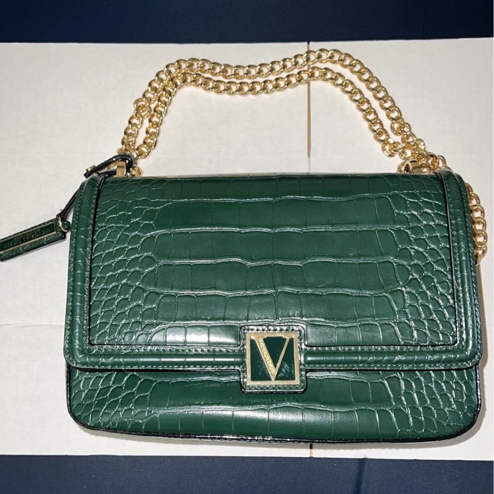Victoria’s Secret Croc Embossed Shoulder/Crossbody Bag in Dark Green